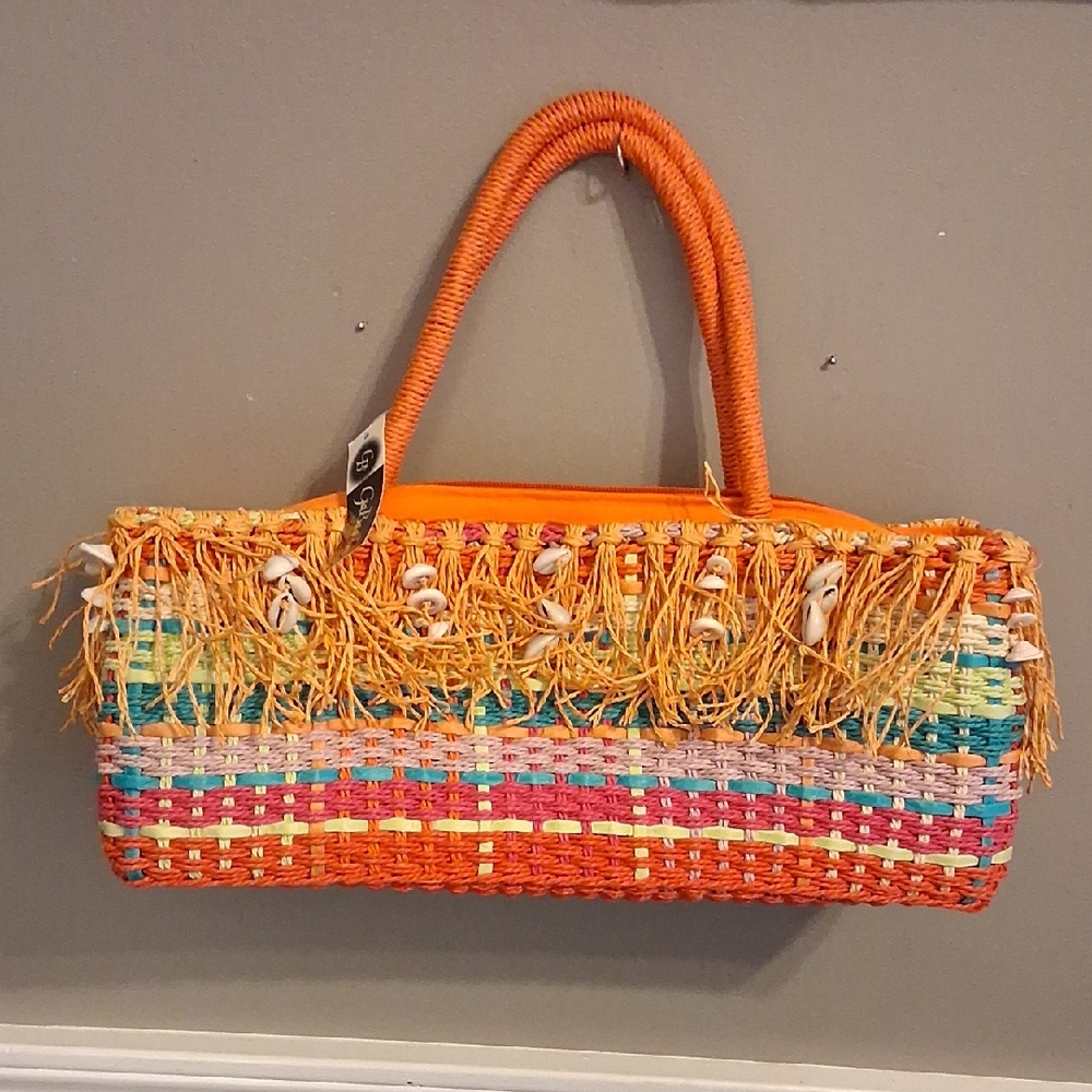 Colorful Woven Beach Wine Bottle Tote